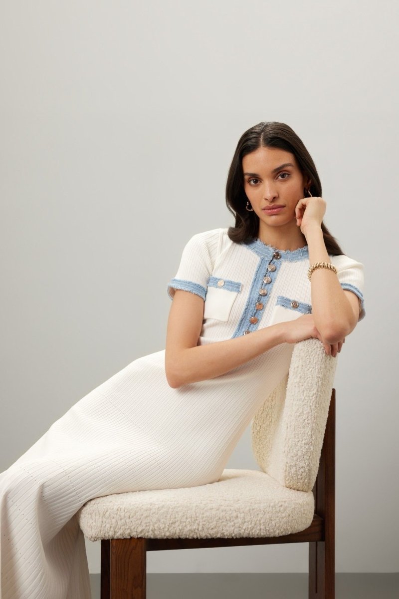 Elma – Strick-Midi-Hemdkleid mit Rundhalsausschnitt