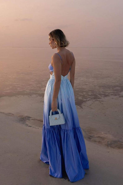 Vestido lencero largo con degradado y aberturas Ethel