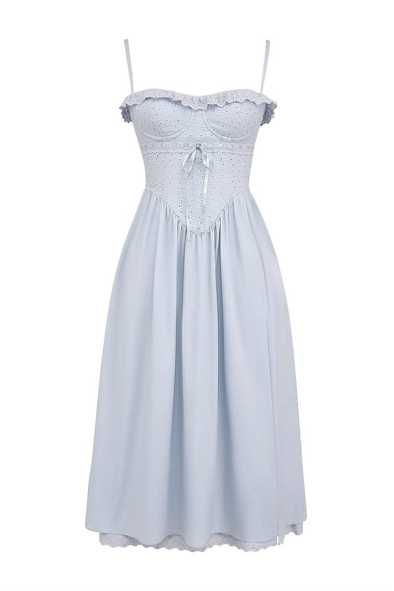 Vestido midi con corsé de encaje bordado Helen