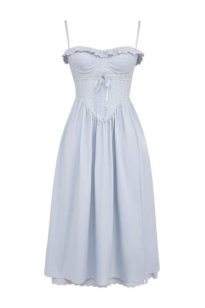 Vestido midi con corsé de encaje bordado Helen