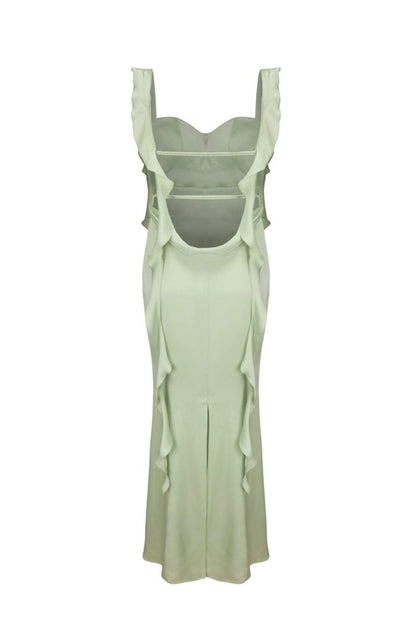 Hilda – Rückenfreies Maxikleid mit Rüschenband