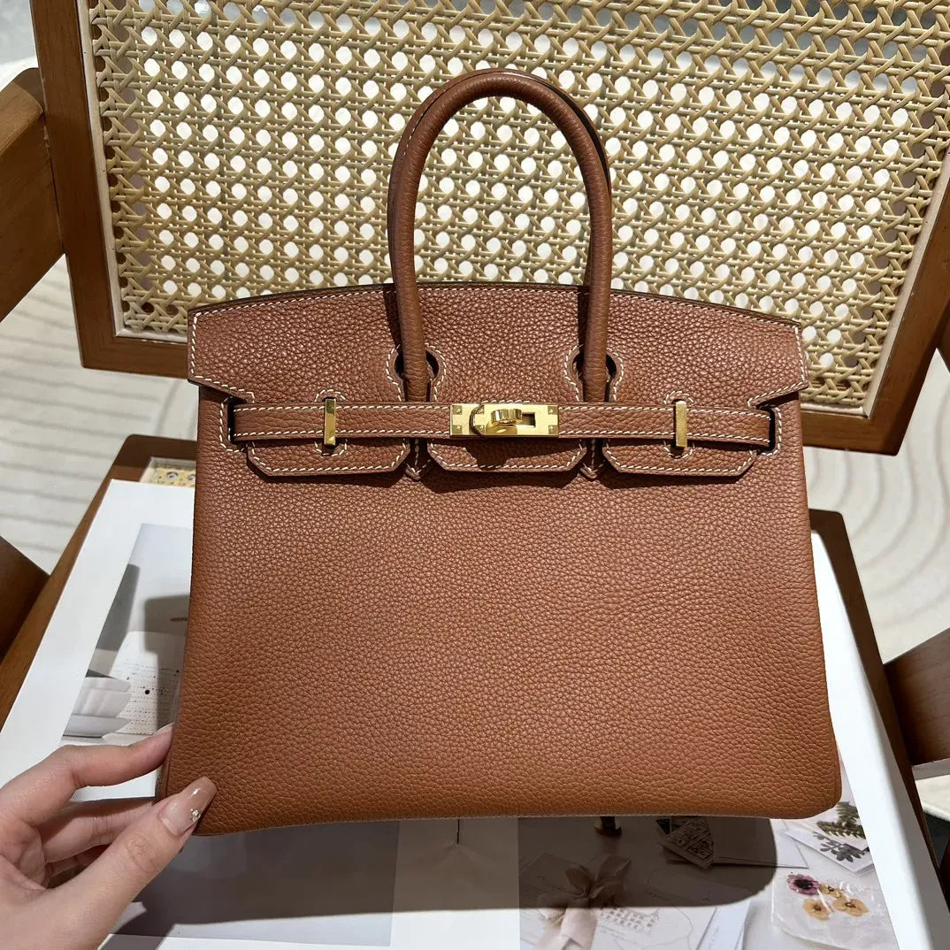 HMÈ Birkin 25 HSS-taske i Chalk / Dove Grey Togo-læder