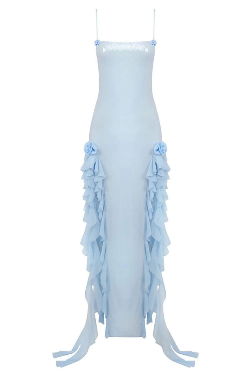 Vestido largo con volantes y lentejuelas Magnetic Sensation