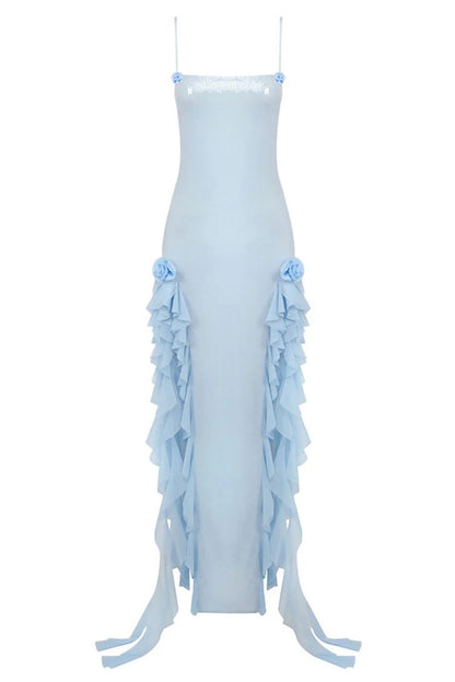 Vestido largo con volantes y lentejuelas Magnetic Sensation