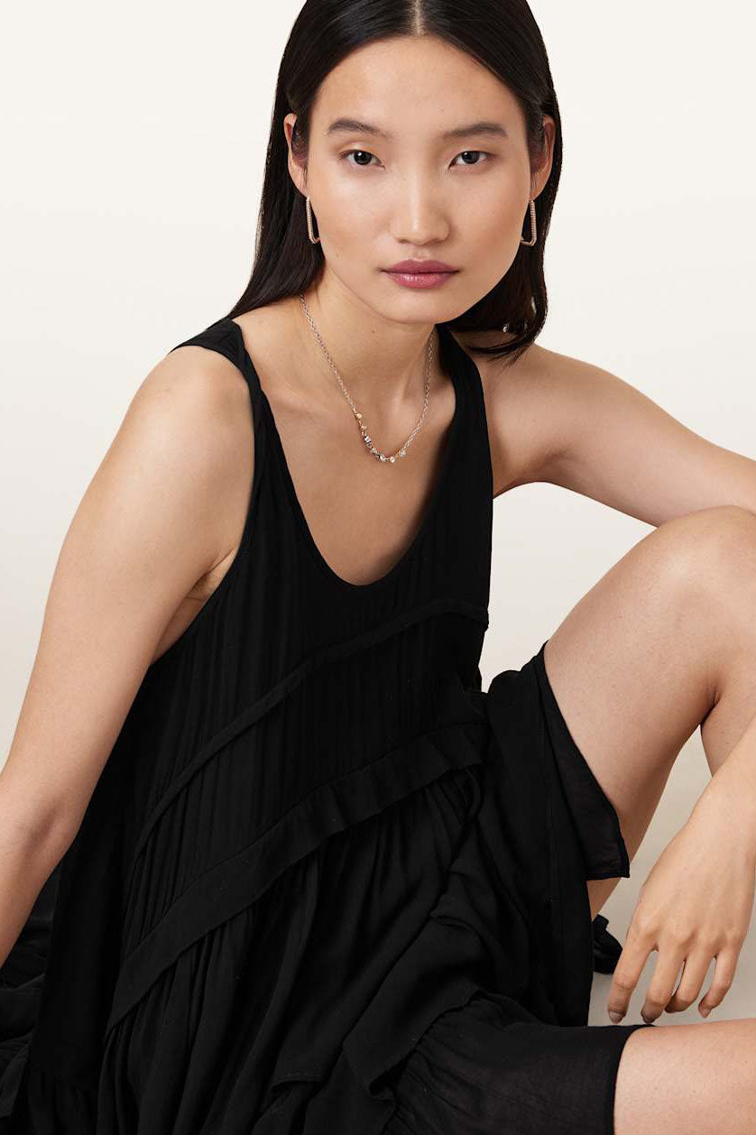 Black Layered Asymmetric Maxi Dress