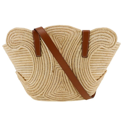 CL Borsa a mano Classic Small Panier in rafia e pelle di vitello
