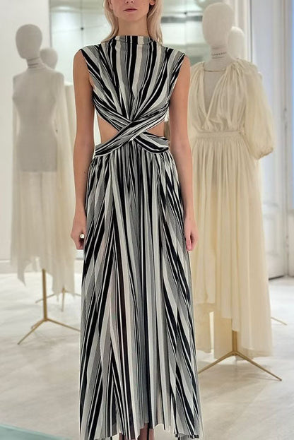 Black-and-White Stripe Tulle Dress