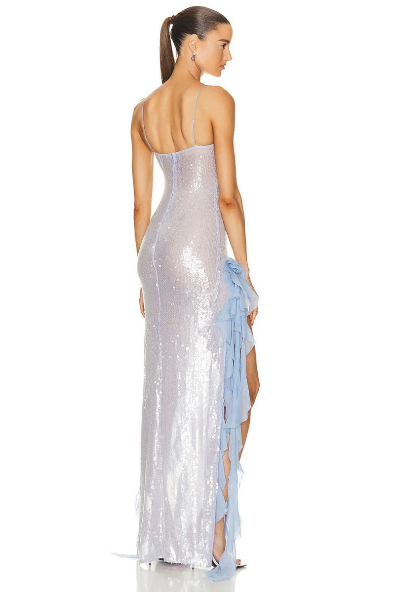 Vestido largo con volantes y lentejuelas Magnetic Sensation