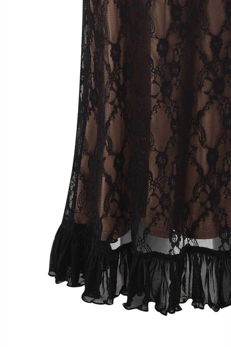 Vestido largo con volantes de encaje floral Ina