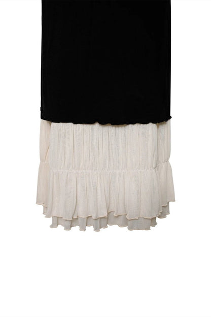 Vestido largo Irene con escote en V y ribete de encaje