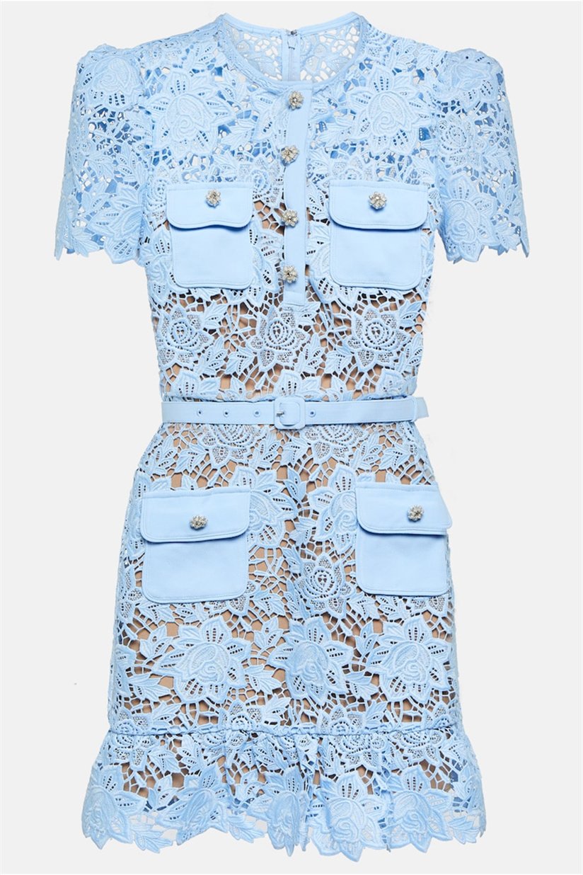 Minivestido de encaje con bordado floral Renata