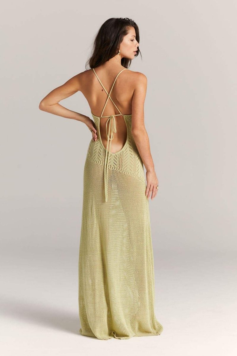 Vestido largo de crochet con recortes de flores Marjorie