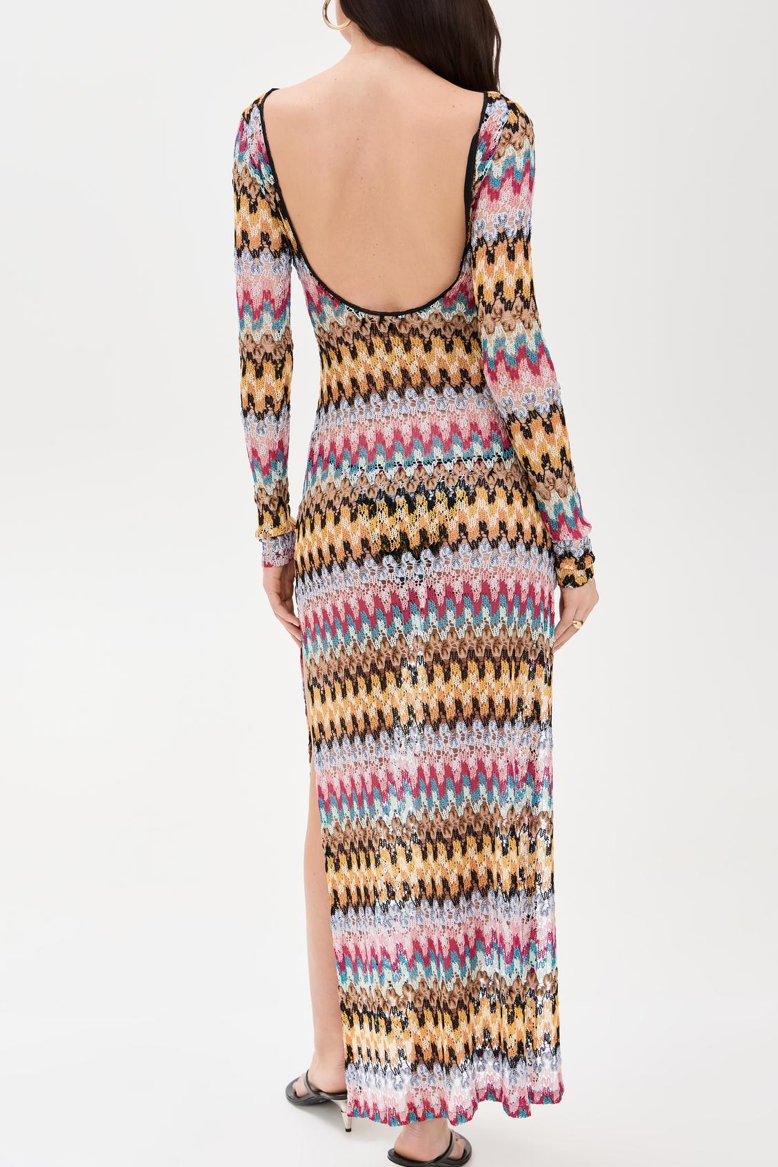 Long Knit Beach Cover-Up Backless Maxi Dress