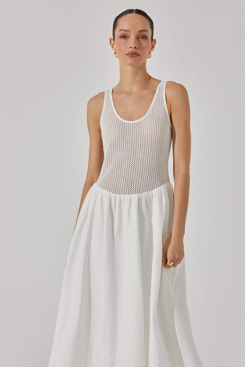 Vestido midi sin mangas en contraste de Novia