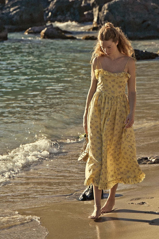 Vestido midi con volantes estampados de Novia