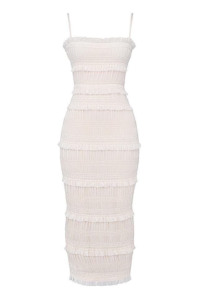 Orchid – Plissee-Maxikleid mit Besatz