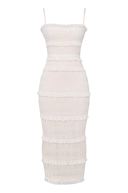 Orchid – Plissee-Maxikleid mit Besatz