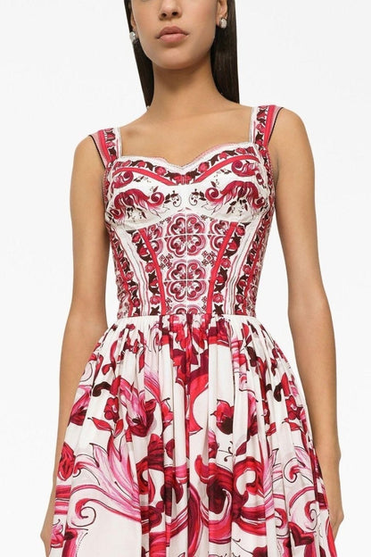 Sibyl – Bedrucktes Maxikleid mit gerafften Trägern