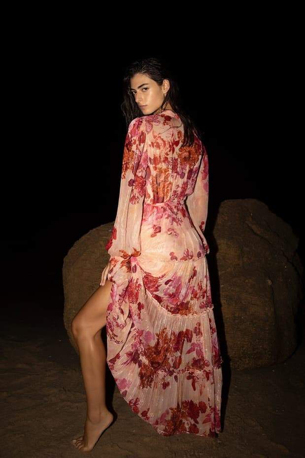 Sylvia Floral Maxikleid mit langen Ärmeln