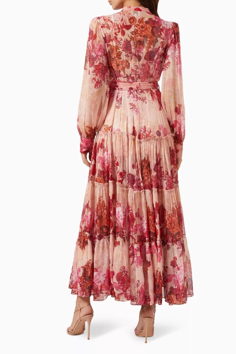 Sylvia Floral Maxikleid mit langen Ärmeln