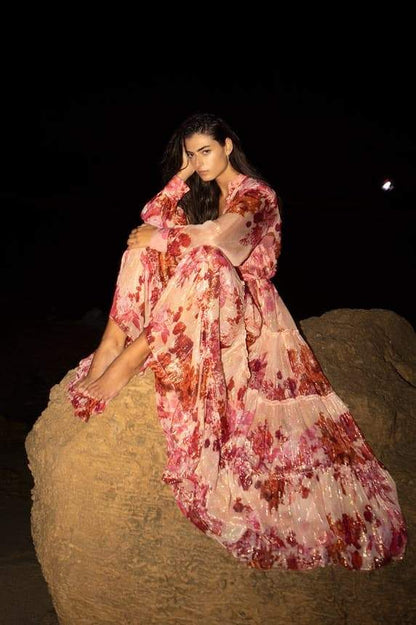 Sylvia Floral Maxikleid mit langen Ärmeln