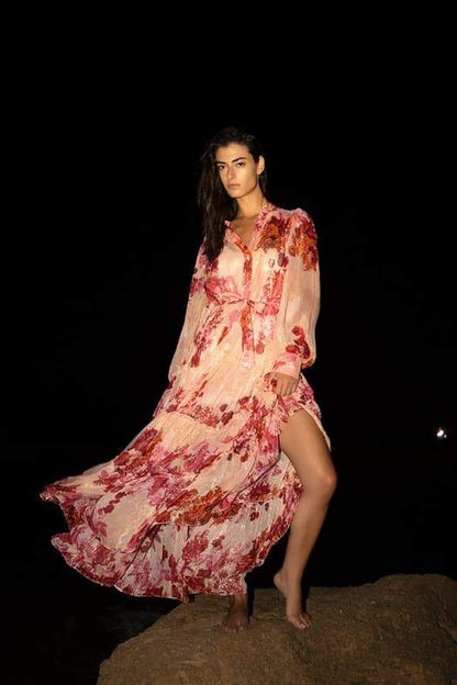 Sylvia Floral Maxikleid mit langen Ärmeln