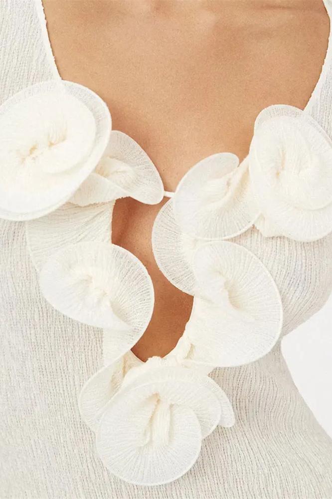 Trista – Maxikleid aus Polyester mit V-Ausschnitt und Schlitz