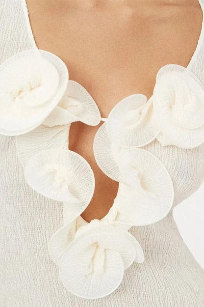 Trista – Maxikleid aus Polyester mit V-Ausschnitt und Schlitz