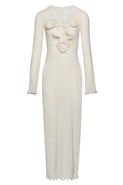 Trista – Maxikleid aus Polyester mit V-Ausschnitt und Schlitz