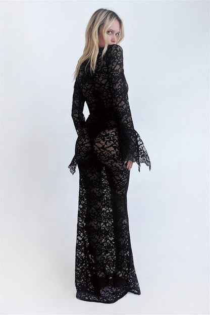 Virginia – Meerjungfrau-Maxikleid aus transparenter Spitze