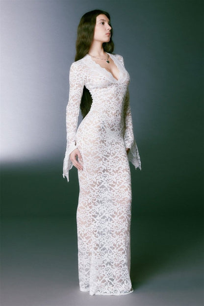 Virginia – Meerjungfrau-Maxikleid aus transparenter Spitze