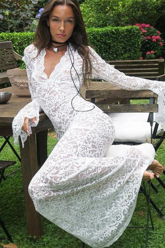 Virginia – Meerjungfrau-Maxikleid aus transparenter Spitze