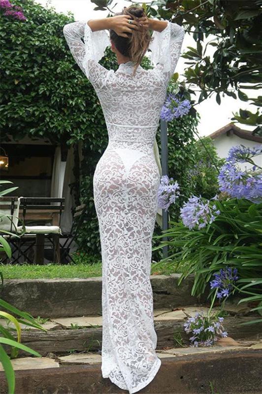 Virginia – Meerjungfrau-Maxikleid aus transparenter Spitze