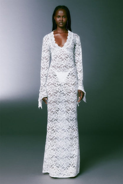 Virginia – Meerjungfrau-Maxikleid aus transparenter Spitze