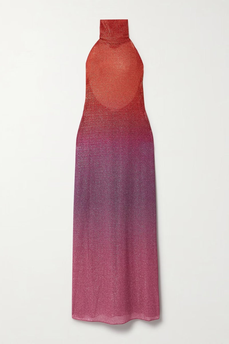 Orangefarbenes Lumière-Maxikleid von Oséree