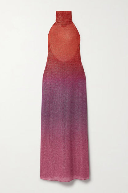 Orangefarbenes Lumière-Maxikleid von Oséree