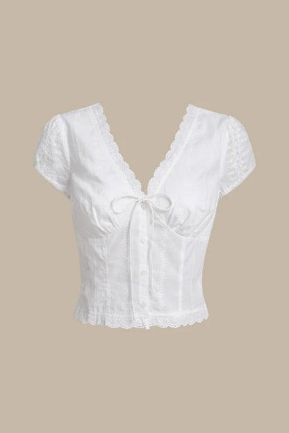 White Textured Cap Sleeve Top